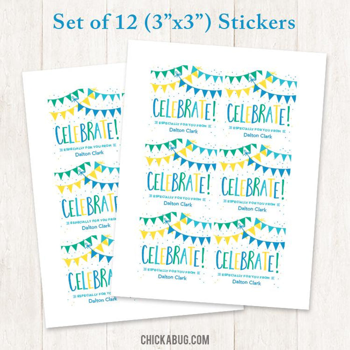Blue "Celebrate" Gift Labels