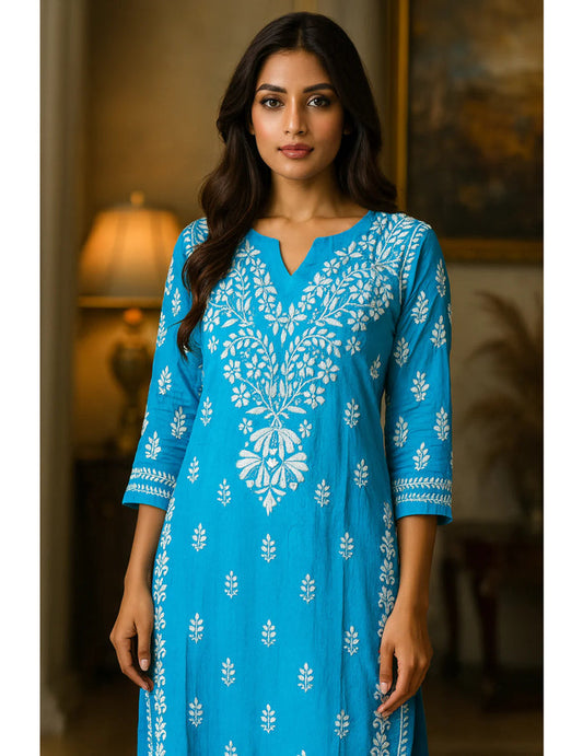 Blue chikankari kurti Singapore