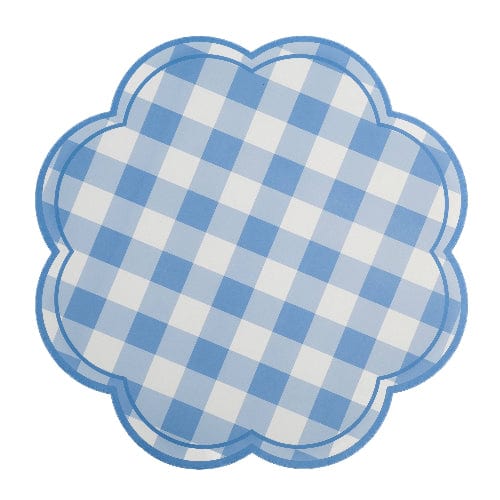 Gatherings by Curated Paperie Blue Gingham Soft Scallop Paper Placemats