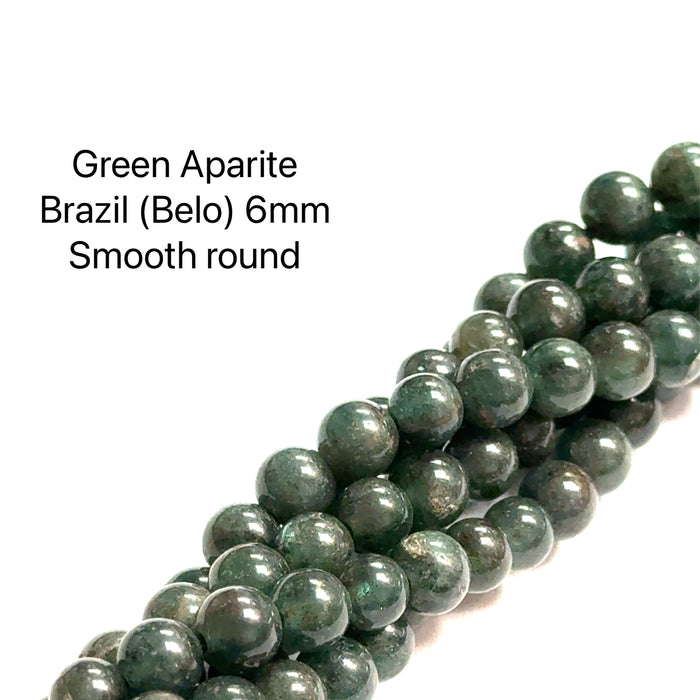 One 6mm Green Apatite (Brazil) 15.5” gemstone strand