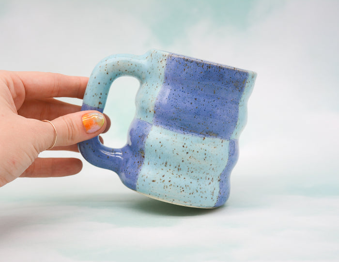 Blue on Blue Checkerboard Mug
