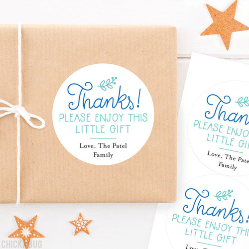 Blue "Thanks! Please Enjoy This Little Gift" Stickers