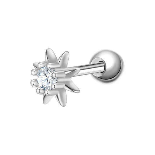 Blumen Piercing silber mit Zirkonia