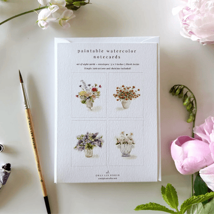 emily lex studio Bouquets Paintable Watercolor Notecard Set