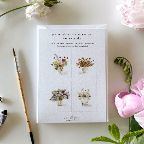 emily lex studio Bouquets Paintable Watercolor Notecard Set