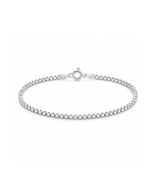 Smalt silverarmband till dam med box kedja