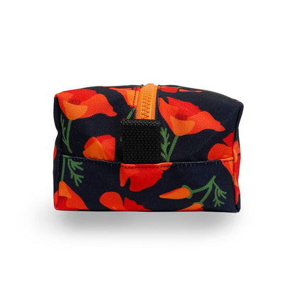 Box Zip: Poppy Charcoal: 5.25" W x 3.25" H x 9"