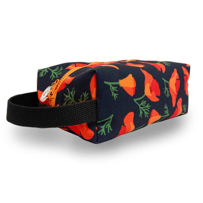 Box Zip: Poppy Charcoal: 5.25" W x 3.25" H x 9"