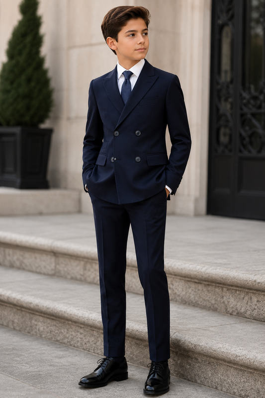 Boy's Black Label Double Breasted Suit - Navy
