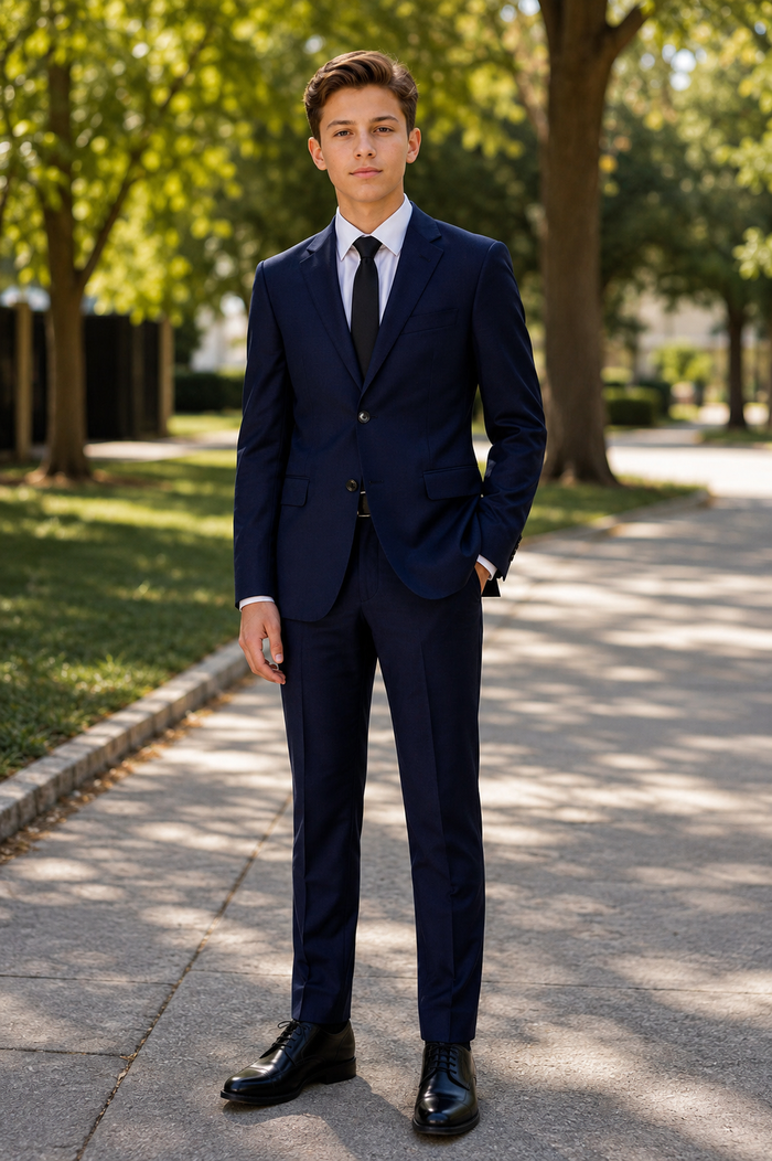 Boy's Black Label Peak Lapel- Ticket Pocket Suit