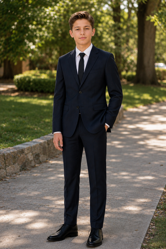 Boy's Black Label Peak Lapel Suit - Dark Navy
