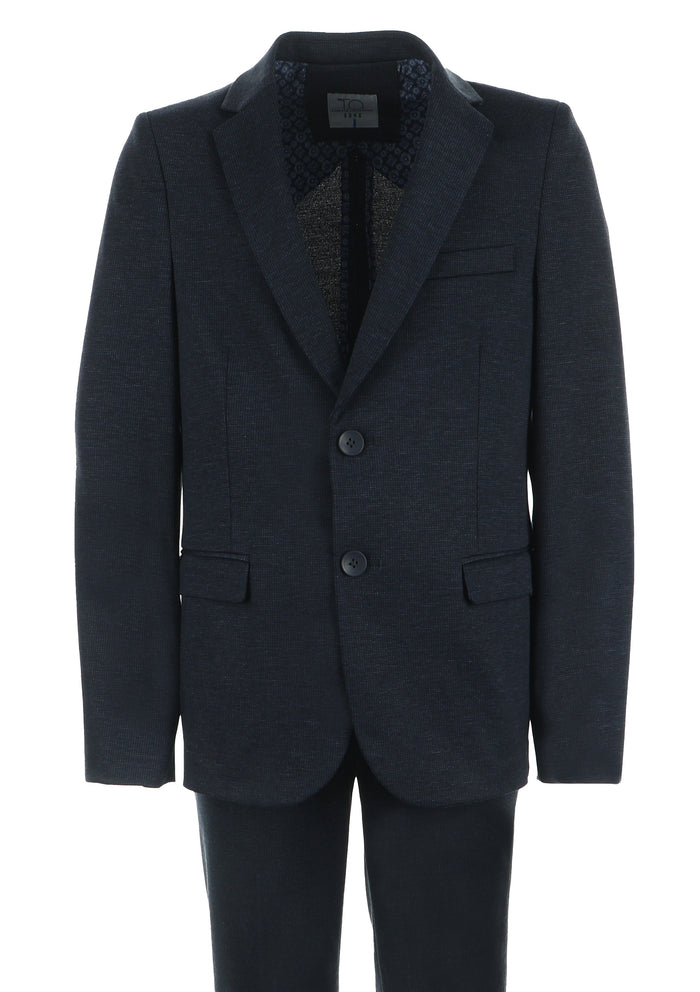 Boy's Fashion Soho Stretch Suit - Grey on Navy Plaid