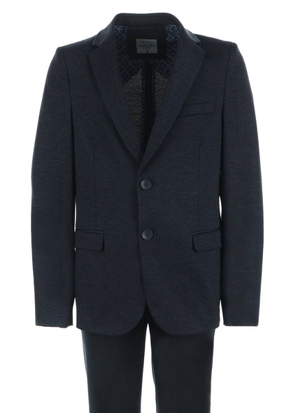 Boy's Fashion Soho Stretch Suit - Grey on Navy Plaid