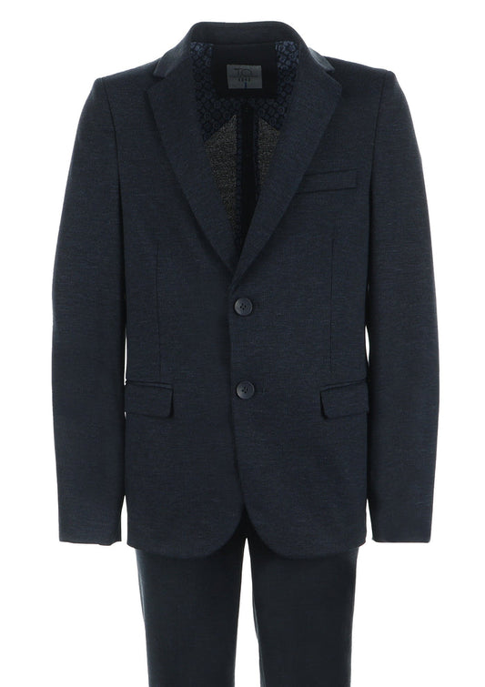 Boy's Fashion Soho Stretch Suit - Grey on Navy Plaid