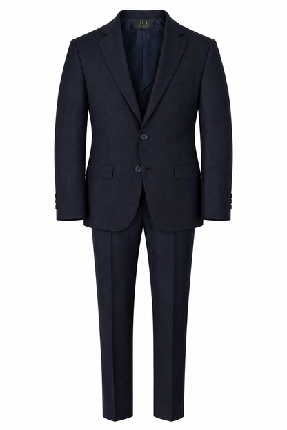 Boy's Flex Fashion Suit - Dark Navy Micro Herringbone