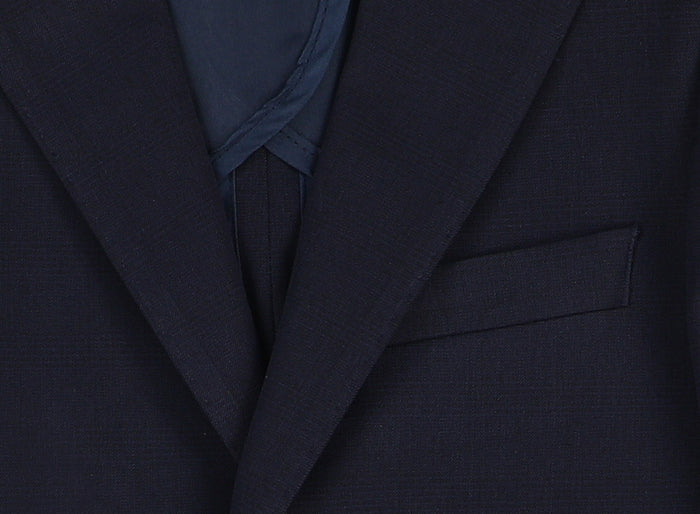 Boy's Flex Fashion Suit - Dark Navy Micro Herringbone