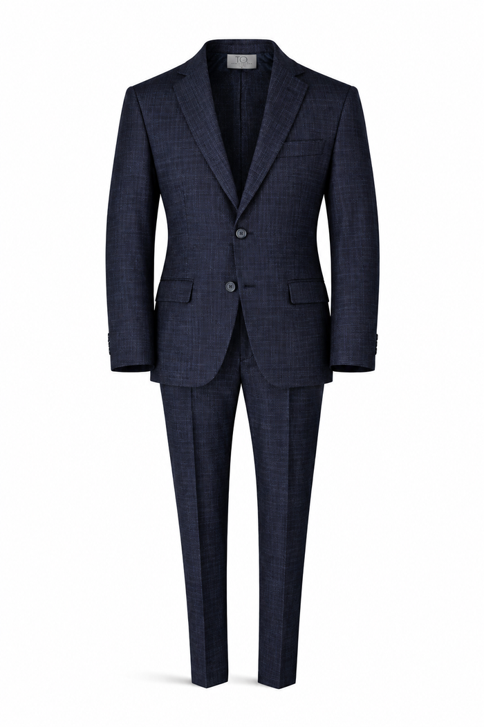 Boy's Flex Fashion Suit - Midnight Navy Windowpane Suit.