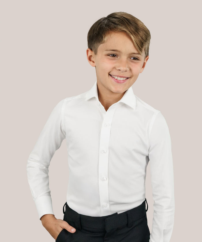 Boy's Platinum Stretch White Dress Shirt