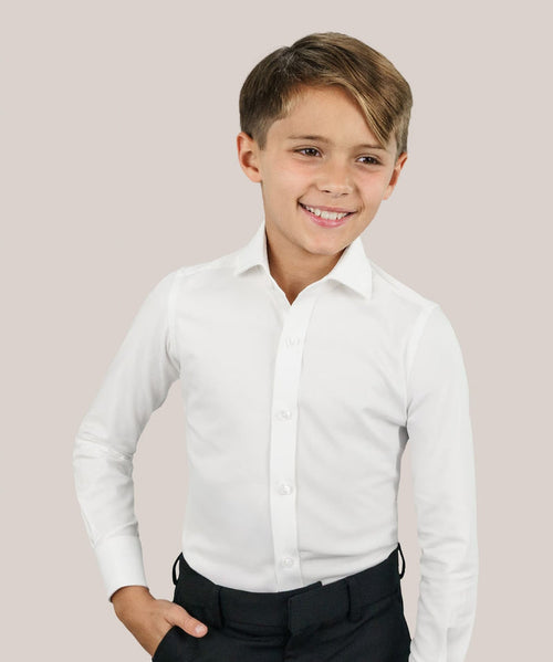 Boy's Platinum Stretch White Dress Shirt