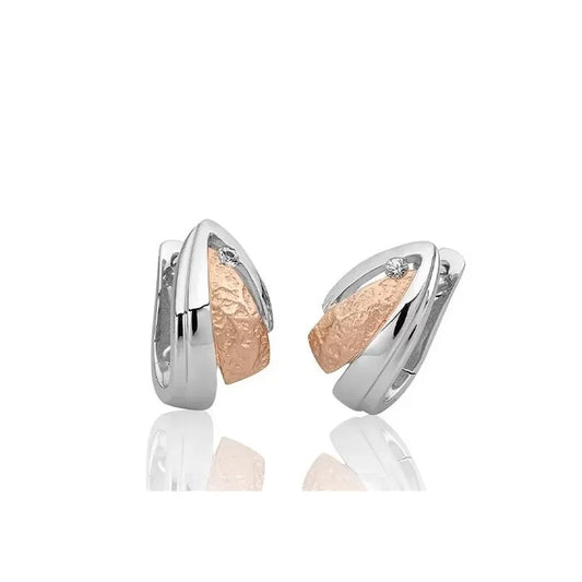 Breuning Ohrschmuck Creolen 925/Silber Bicolor Rosa Vergoldet Saphirweiss - 06/61052-0