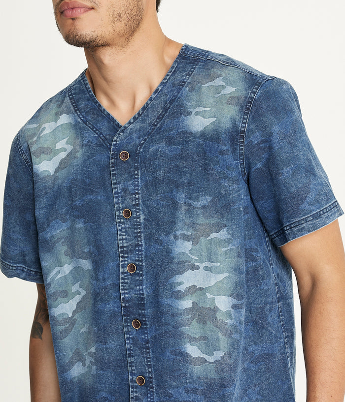 Brooklyn Laundry Men's Baseball Denim Shirt Navy