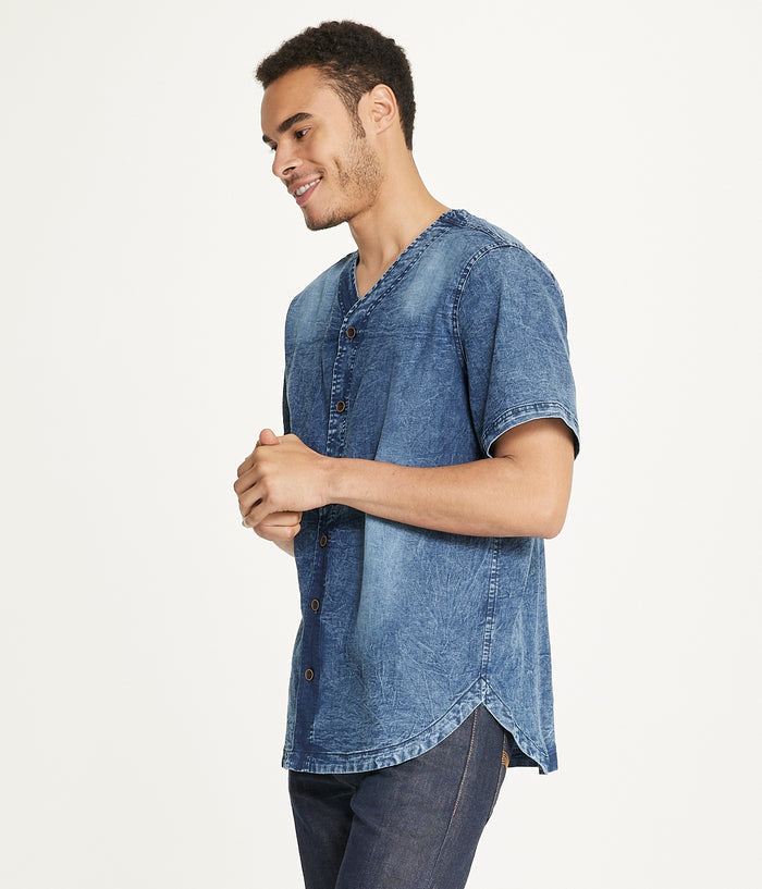 Brooklyn Laundry Men's Baseball Denim Shirt Rinse Denim