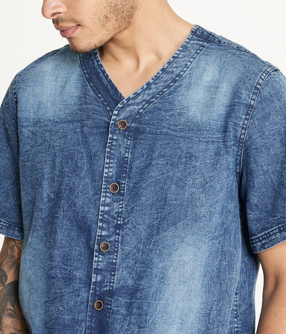 Brooklyn Laundry Men's Baseball Denim Shirt Rinse Denim