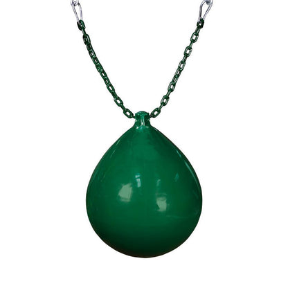 Buoy Ball w/ Spring Clips by Gorilla Playsets, green polyethylene ball swing with green coated chain and metal clips