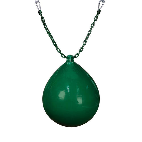 Buoy Ball w/ Spring Clips by Gorilla Playsets, green polyethylene ball swing with green coated chain and metal clips