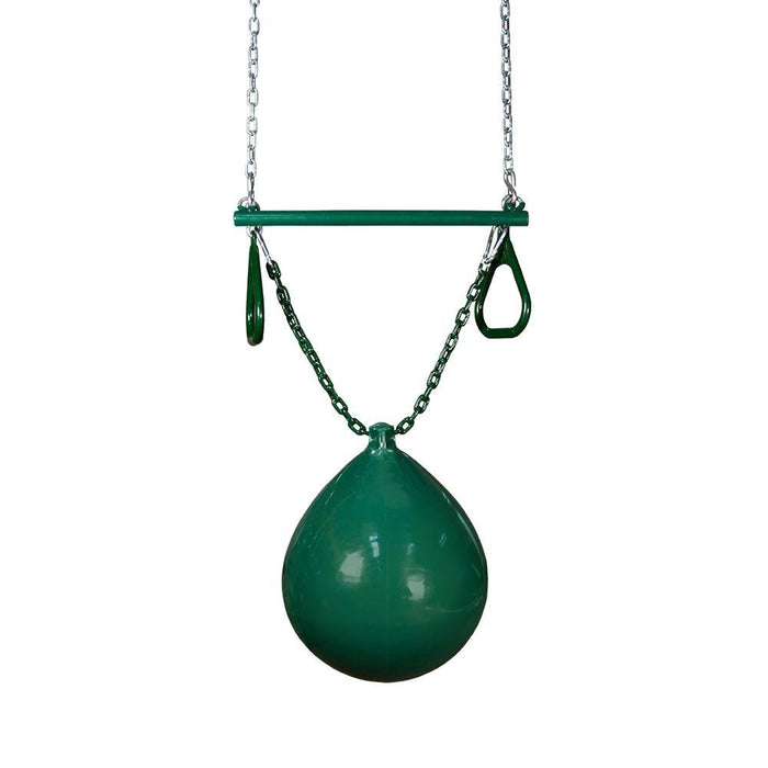 Buoy Ball w/ Trapeze Bar playground swing accessory with green inflatable buoy ball, trapeze bar, and handle grips
