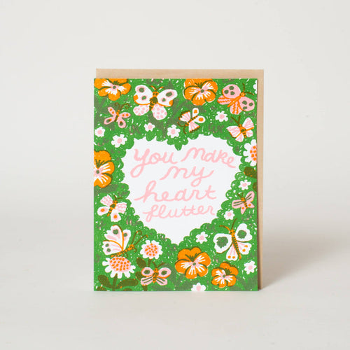 Butterfly Love Letterpress Greeting Card by Phoebe Wahl: Paper tab