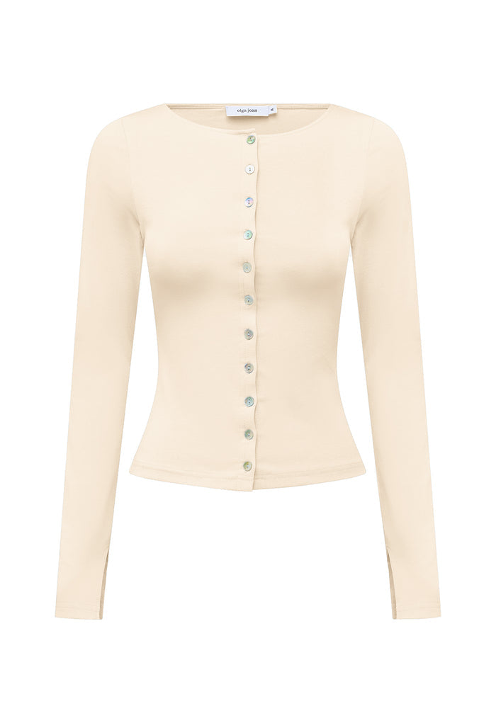 Button-Through Long Sleeve Top Avena