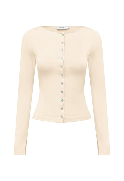 Button-Through Long Sleeve Top Avena