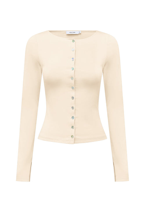Button-Through Long Sleeve Top Avena