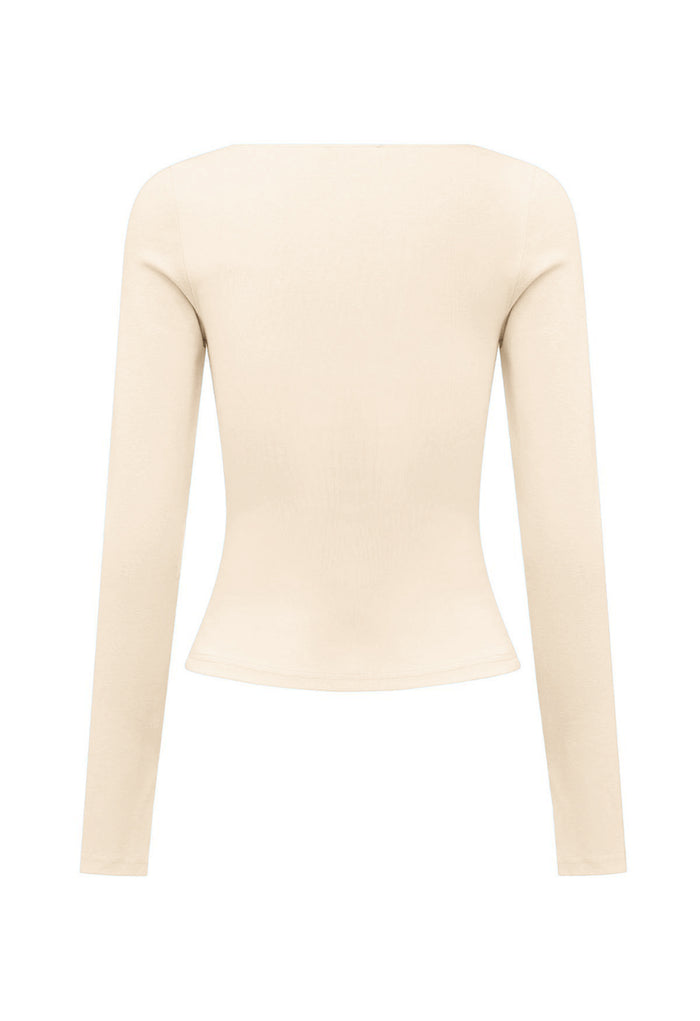 Button-Through Long Sleeve Top Avena