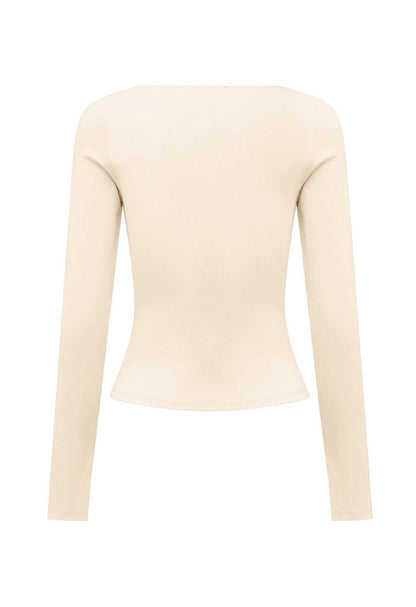 Button-Through Long Sleeve Top Avena