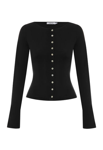 Button-Through Long Sleeve Top Nera