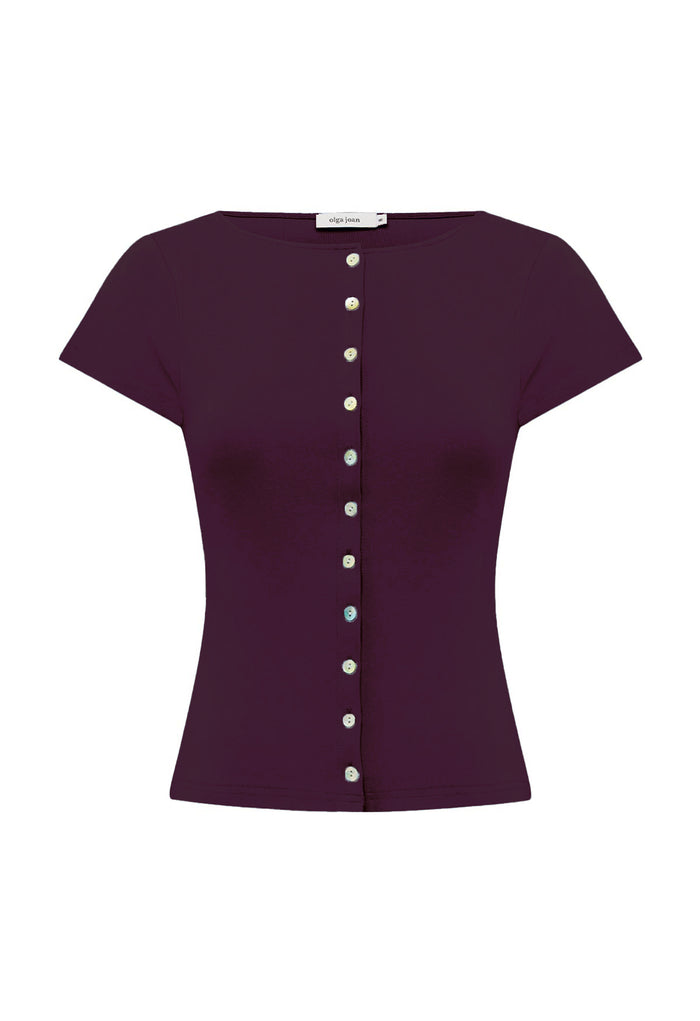 Button-Through Tee Aubergine