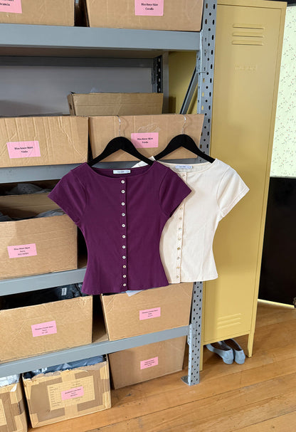 Button-Through Tee Aubergine