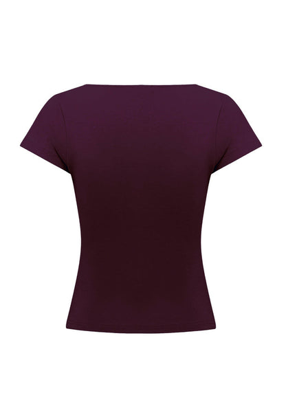 Button-Through Tee Aubergine