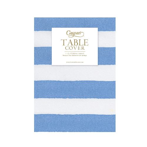 Caspari Party Cafe Stripe Blue Tablecover