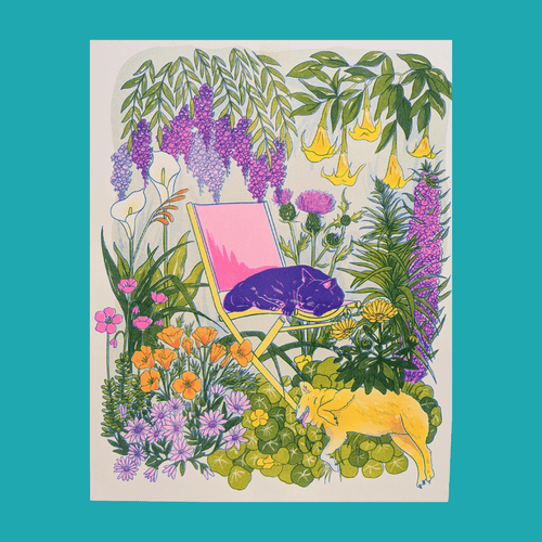 California Wildflowers + Friends print |  11"x14" Risograph  | Christina Hu