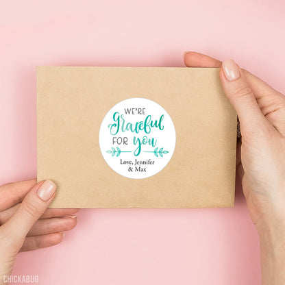 Calligraphy "We're Grateful For You" Stickers