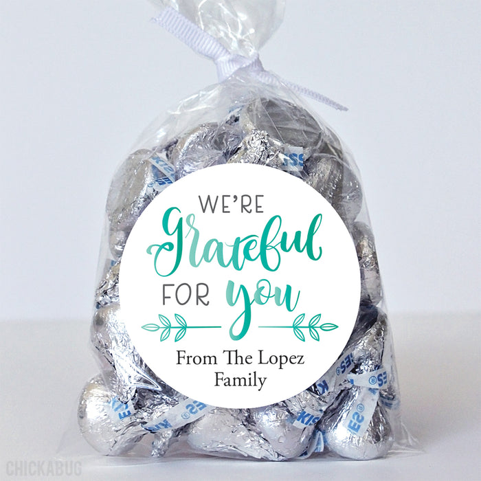 Calligraphy "We're Grateful For You" Stickers