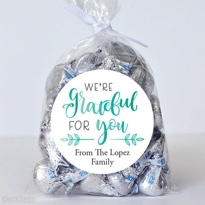 Calligraphy "We're Grateful For You" Stickers