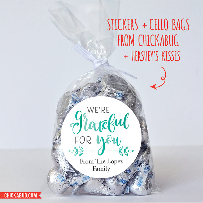 Calligraphy "We're Grateful For You" Stickers