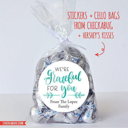Calligraphy "We're Grateful For You" Stickers