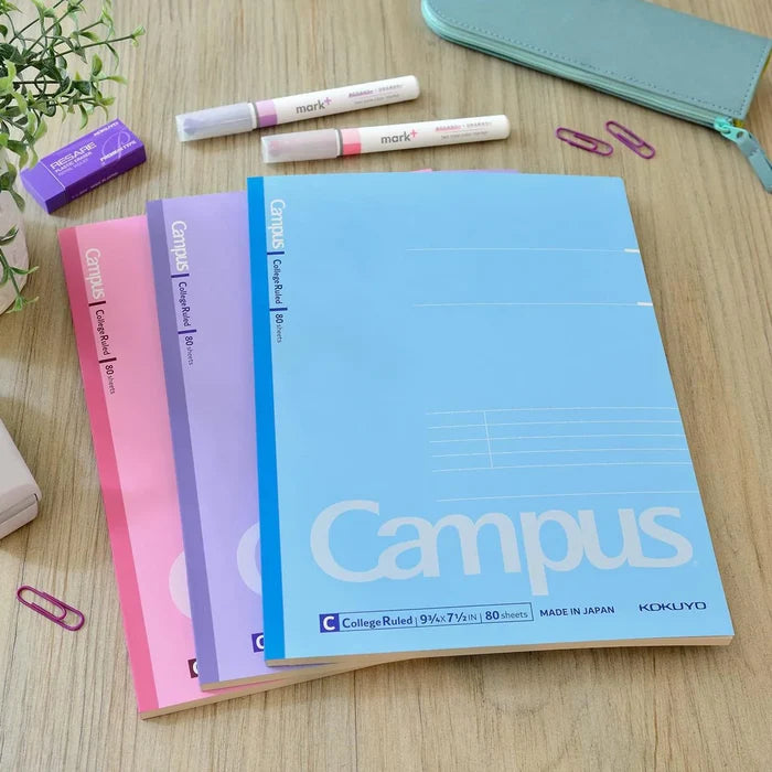 Campus College Ruled Notebook 3 Pack - Blue/Purple/Pink