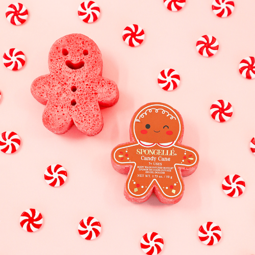 Spongellé | Bestsellers: Summer, Weddings, Christmas 2026 Candy Cane Gingerbread Holiday Buffer - Christmas Stocking
