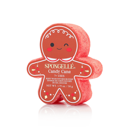 Spongellé | Bestsellers: Summer, Weddings, Christmas 2026 Candy Cane Gingerbread Holiday Buffer - Christmas Stocking